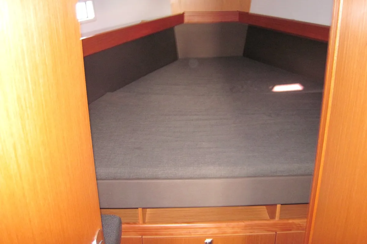 Cabin on Vittoria, a Bavaria Cruiser 41 sailboat at Capo d'Orlando, Italy