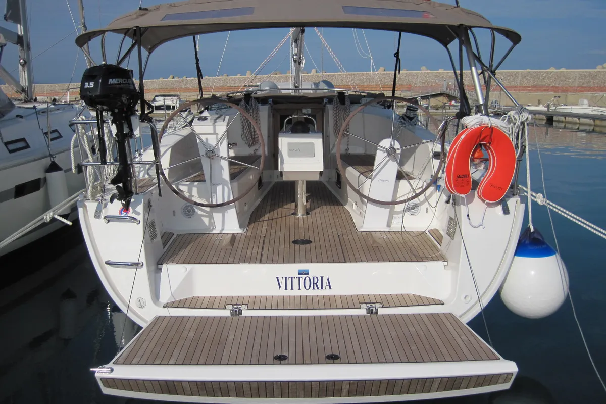 Vittoria, a Bavaria Cruiser 41 sailboat at Capo d'Orlando, Italy
