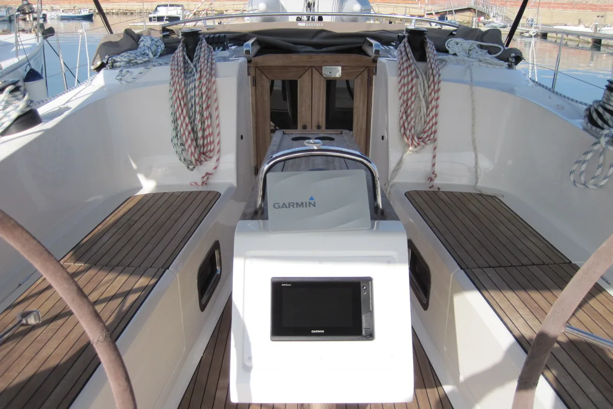 Vittoria, a Bavaria Cruiser 41 sailboat at Capo d'Orlando, Italy