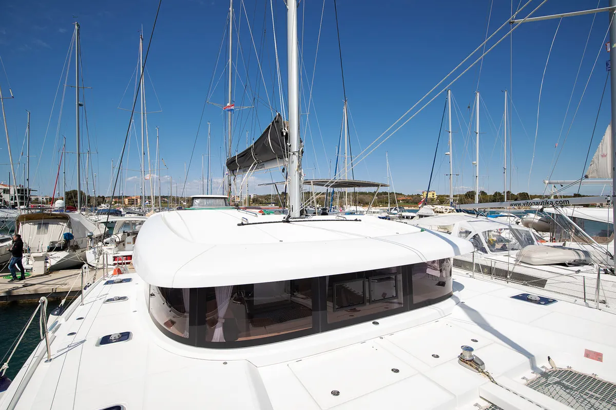 Deck of Mare Solero, a Lagoon 42 catamaran at Općina Medulin, Croatia