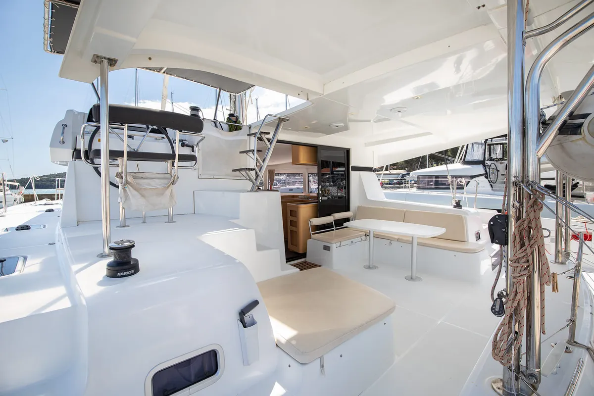 Deck of Mare Solero, a Lagoon 42 catamaran at Općina Medulin, Croatia