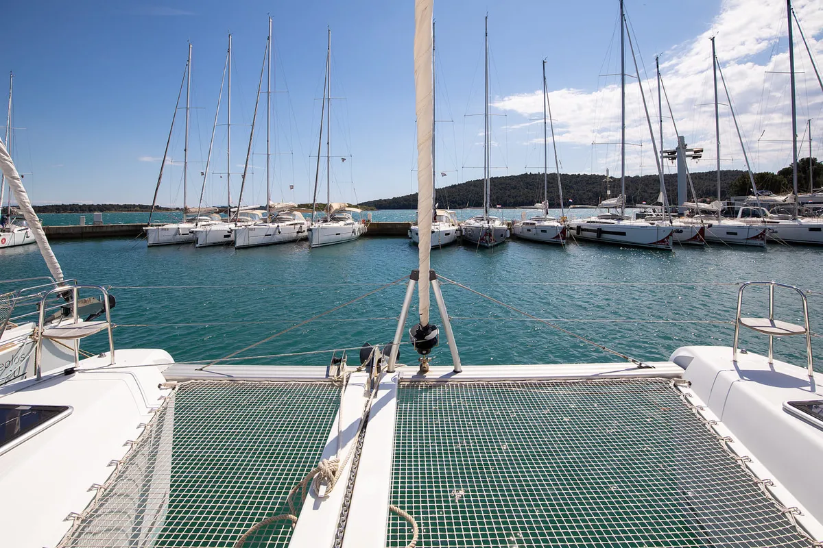 Deck of Mare Solero, a Lagoon 42 catamaran at Općina Medulin, Croatia