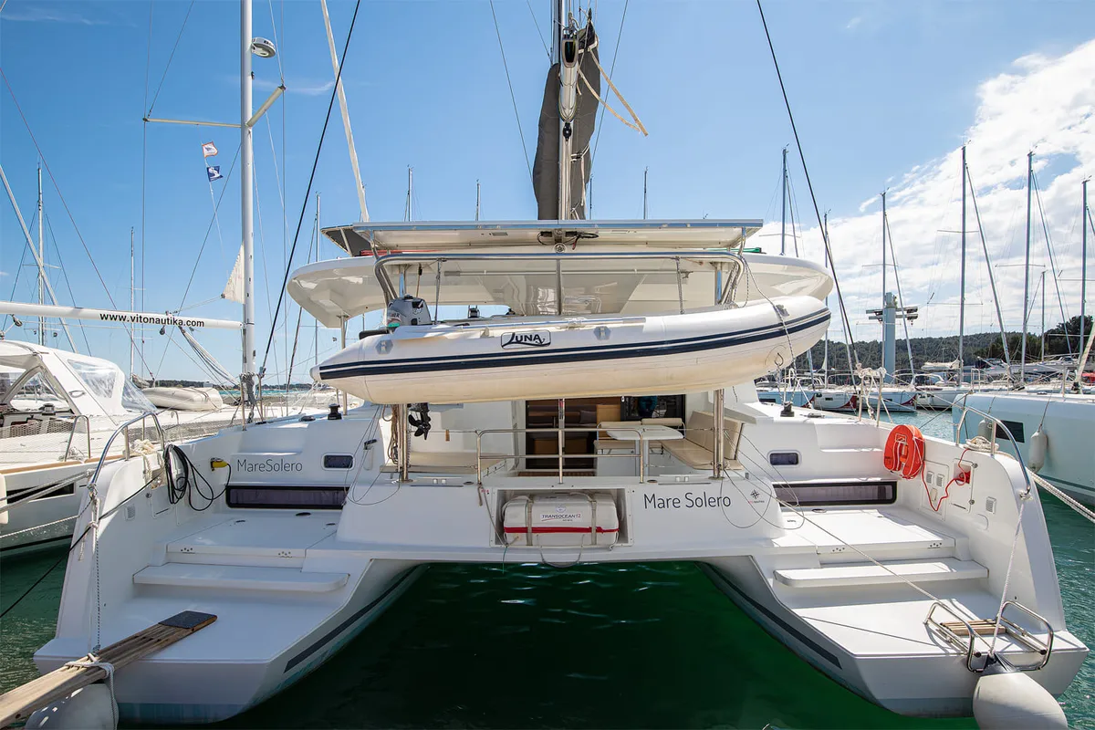 Deck of Mare Solero, a Lagoon 42 catamaran at Općina Medulin, Croatia