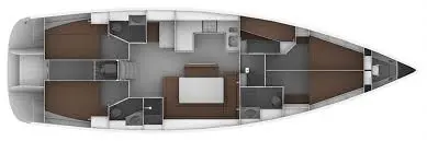 Floor plan of Pevero, a Bavaria Cruiser 51 sailboat at Olbia, Italy