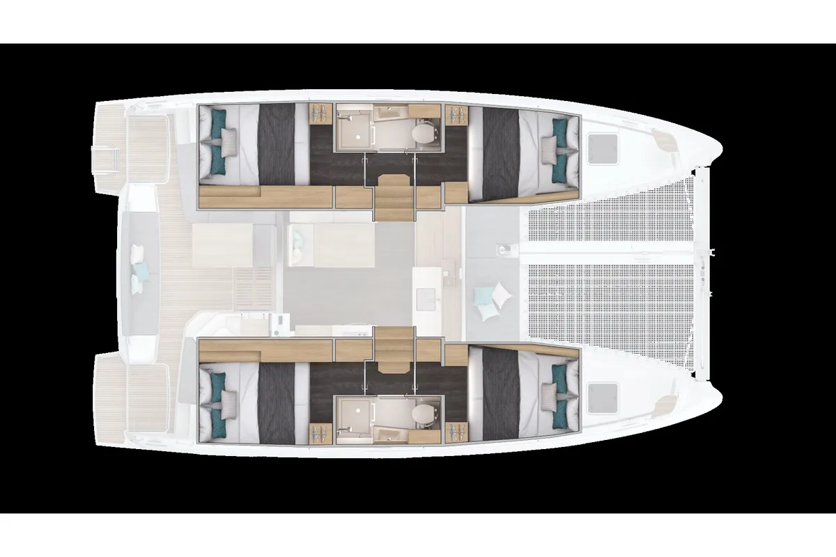 Floor plan of NEW LAG 38, a Lagoon 38 catamaran at Zakynthos Municipal Unit, Greece