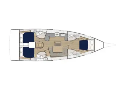 Floor plan of Moorings 46.3 Exclusive, a Beneteau Oceanis 46.1 sailboat at Road Town, British Virgin Islands