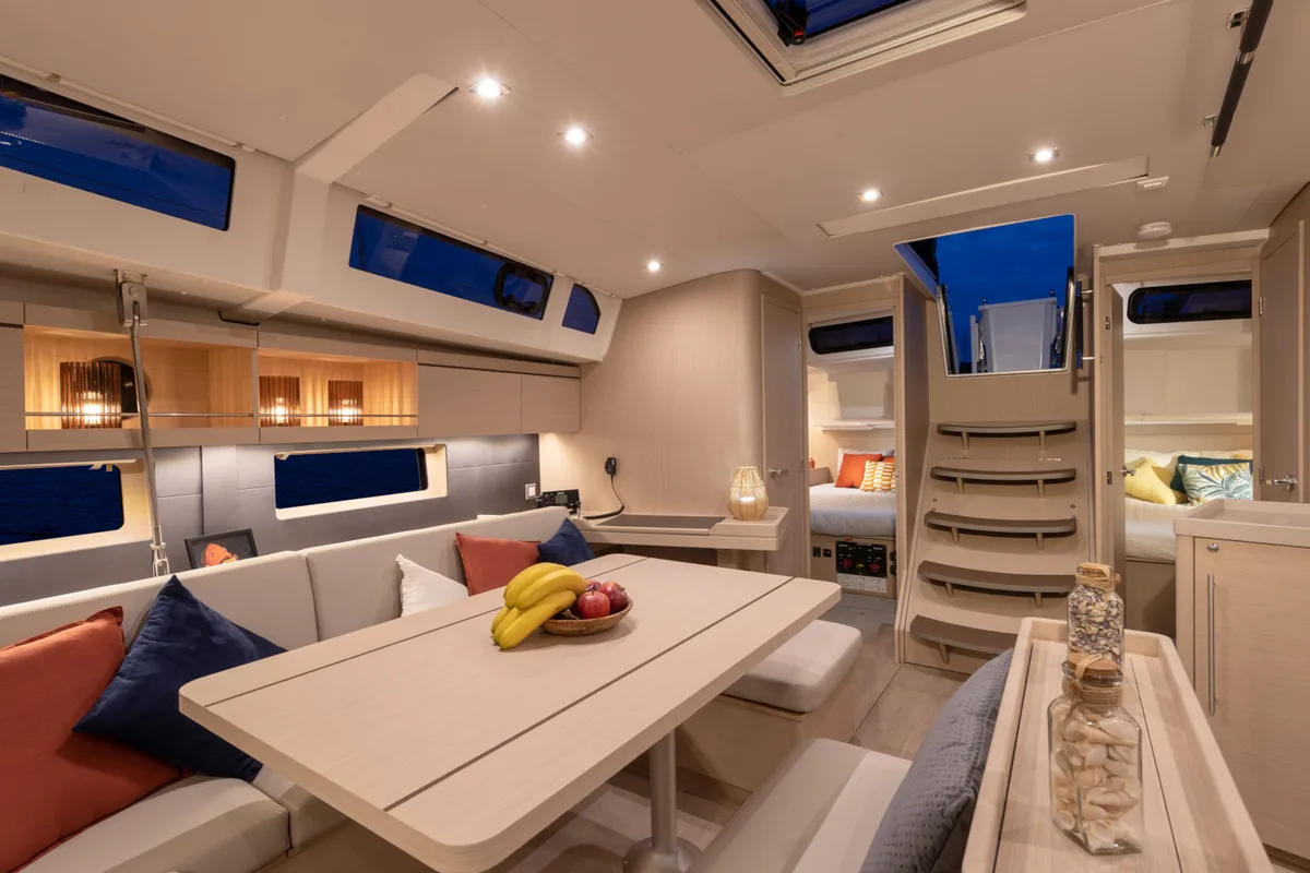 Salon of Moorings 46.3 Exclusive, a Beneteau Oceanis 46.1 sailboat at Road Town, British Virgin Islands