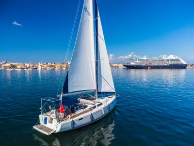 Exterior view of Happy Impuls, a Hanse 385 sailboat at Preveza, Greece