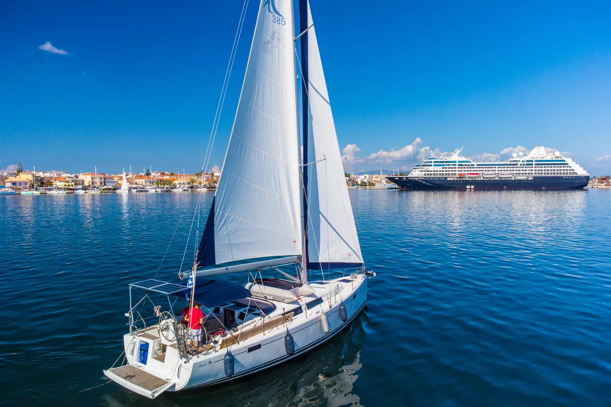 Exterior view of Happy Impuls, a Hanse 385 sailboat at Preveza, Greece