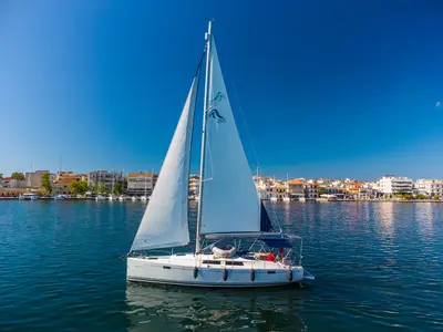 Exterior view of Happy Impuls, a Hanse 385 sailboat at Preveza, Greece