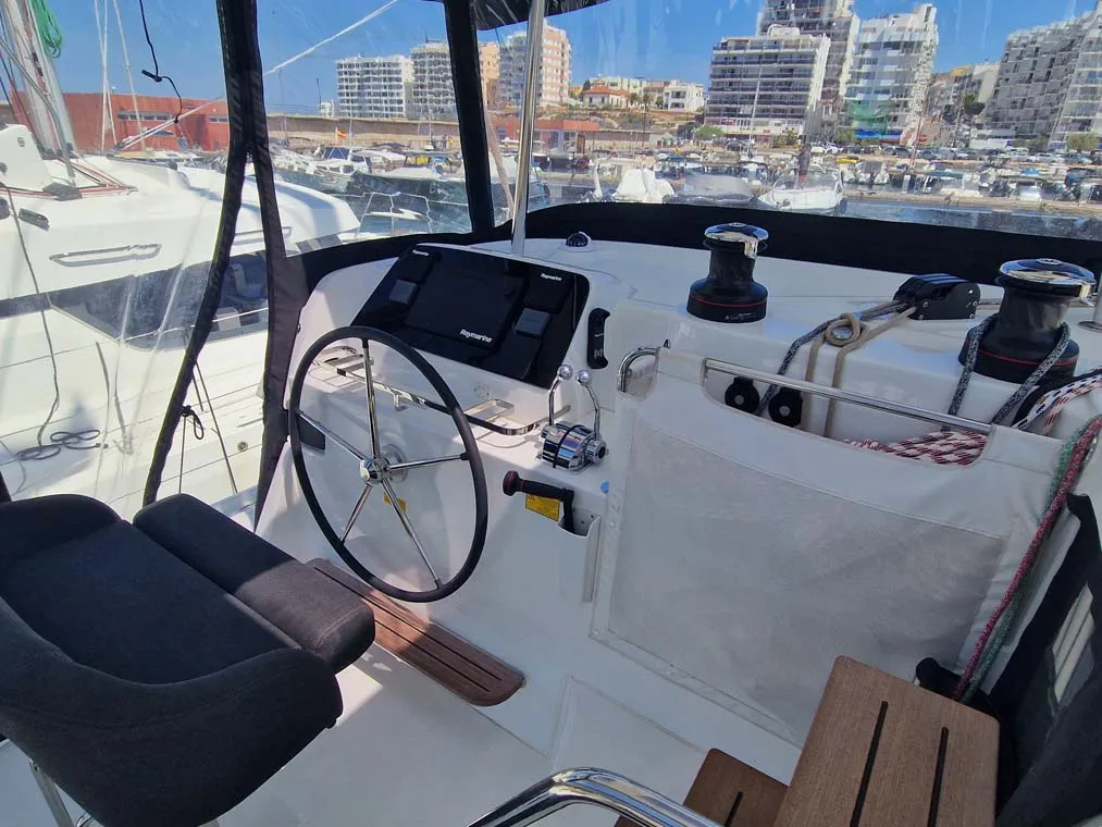 Cockpit of Best Elli, a Lagoon 42 catamaran at Split, Croatia