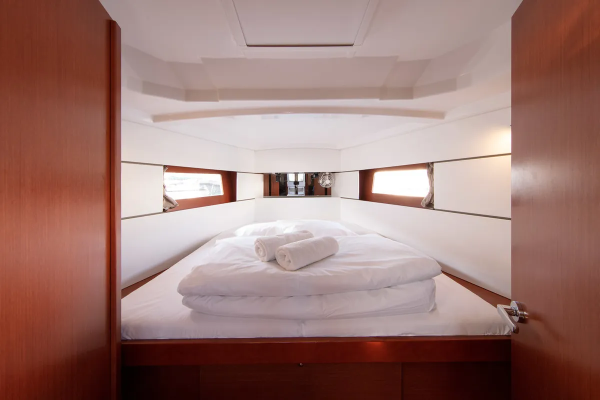Head on Anima Maris III, a Beneteau Oceanis 38.1 sailboat at Split, Croatia