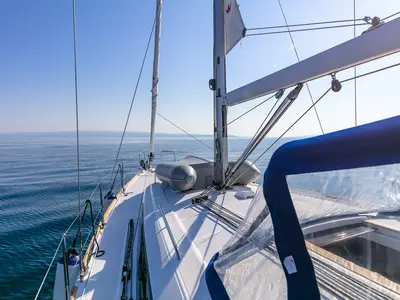 Cockpit of Anima Maris III, a Beneteau Oceanis 38.1 sailboat at Split, Croatia
