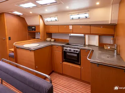 Galley of Aladar - Solar Panel, a Bavaria Cruiser 50 sailboat at Puntone di Scarlino, Italy