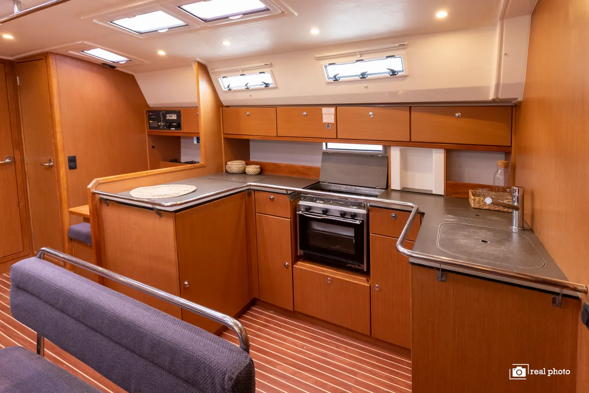Galley of Aladar - Solar Panel, a Bavaria Cruiser 50 sailboat at Puntone di Scarlino, Italy