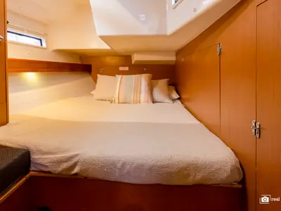 Cabin on Aladar - Solar Panel, a Bavaria Cruiser 50 sailboat at Puntone di Scarlino, Italy