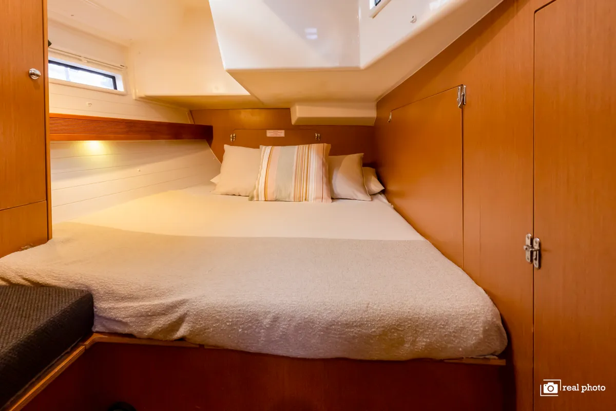 Cabin on Aladar - Solar Panel, a Bavaria Cruiser 50 sailboat at Puntone di Scarlino, Italy