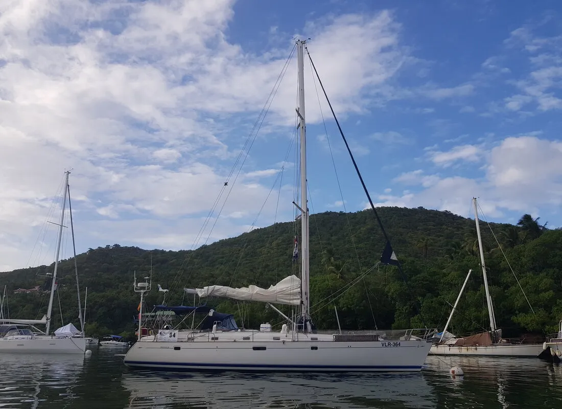 Exterior view of Tetina, a Beneteau 50 sailboat at Municipal Unit of Lefkada, Greece