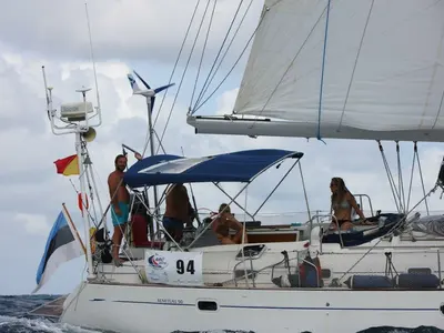Deck of Tetina, a Beneteau 50 sailboat at Municipal Unit of Lefkada, Greece