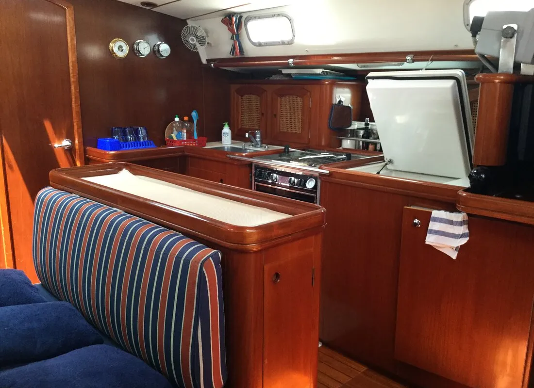 Galley of Tetina, a Beneteau 50 sailboat at Municipal Unit of Lefkada, Greece