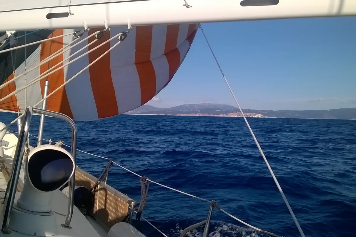 Deck of Tetina, a Beneteau 50 sailboat at Municipal Unit of Lefkada, Greece