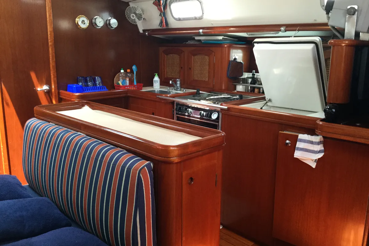 Galley of Tetina, a Beneteau 50 sailboat at Municipal Unit of Lefkada, Greece