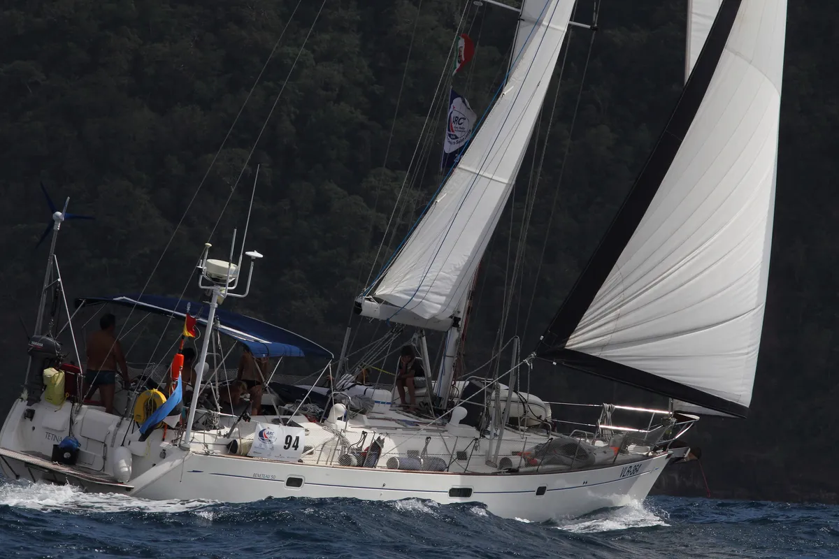 Exterior view of Tetina, a Beneteau 50 sailboat at Municipal Unit of Lefkada, Greece
