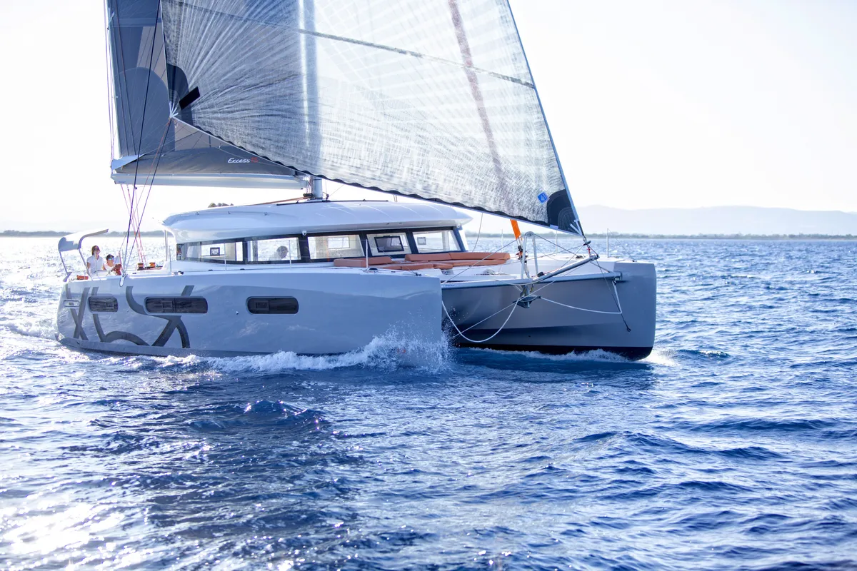 Exterior view of Issa, a Excess 15 catamaran at Seget Donji, Croatia