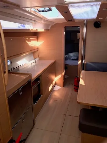 Galley of Alexia, a Dufour 390 Grand Large sailboat at Athens, Greece