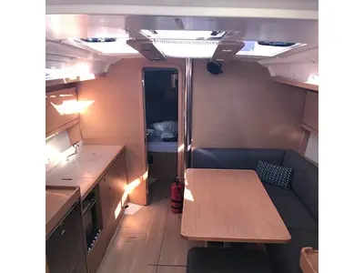Salon of Alexia, a Dufour 390 Grand Large sailboat at Athens, Greece