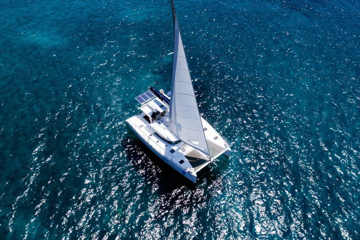 Sotiria, a Lagoon 42 catamaran at Thira Municipal Unit, Greece