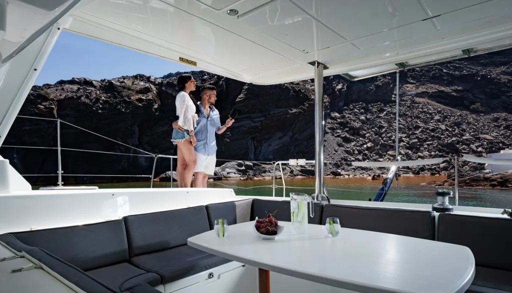 Sotiria, a Lagoon 42 catamaran at Thira Municipal Unit, Greece