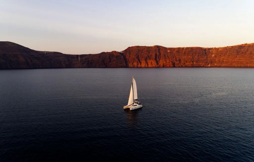Sotiria, a Lagoon 42 catamaran at Thira Municipal Unit, Greece