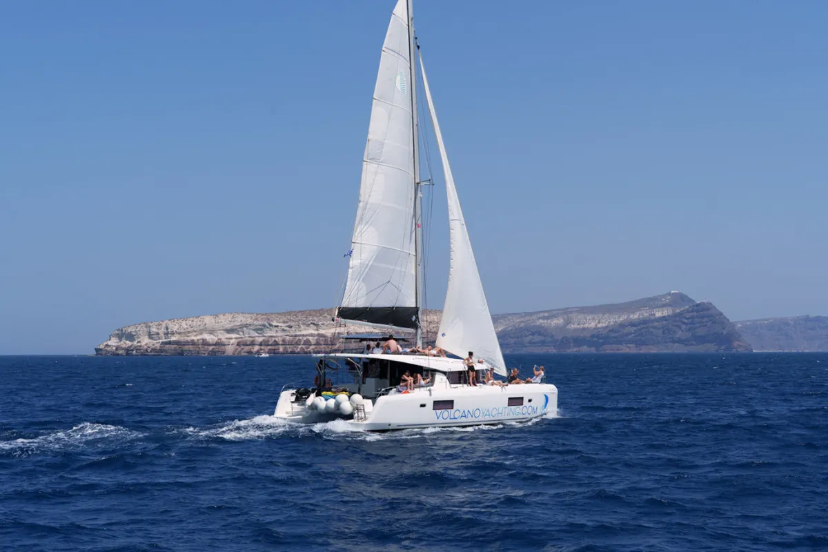 Sotiria, a Lagoon 42 catamaran at Thira Municipal Unit, Greece