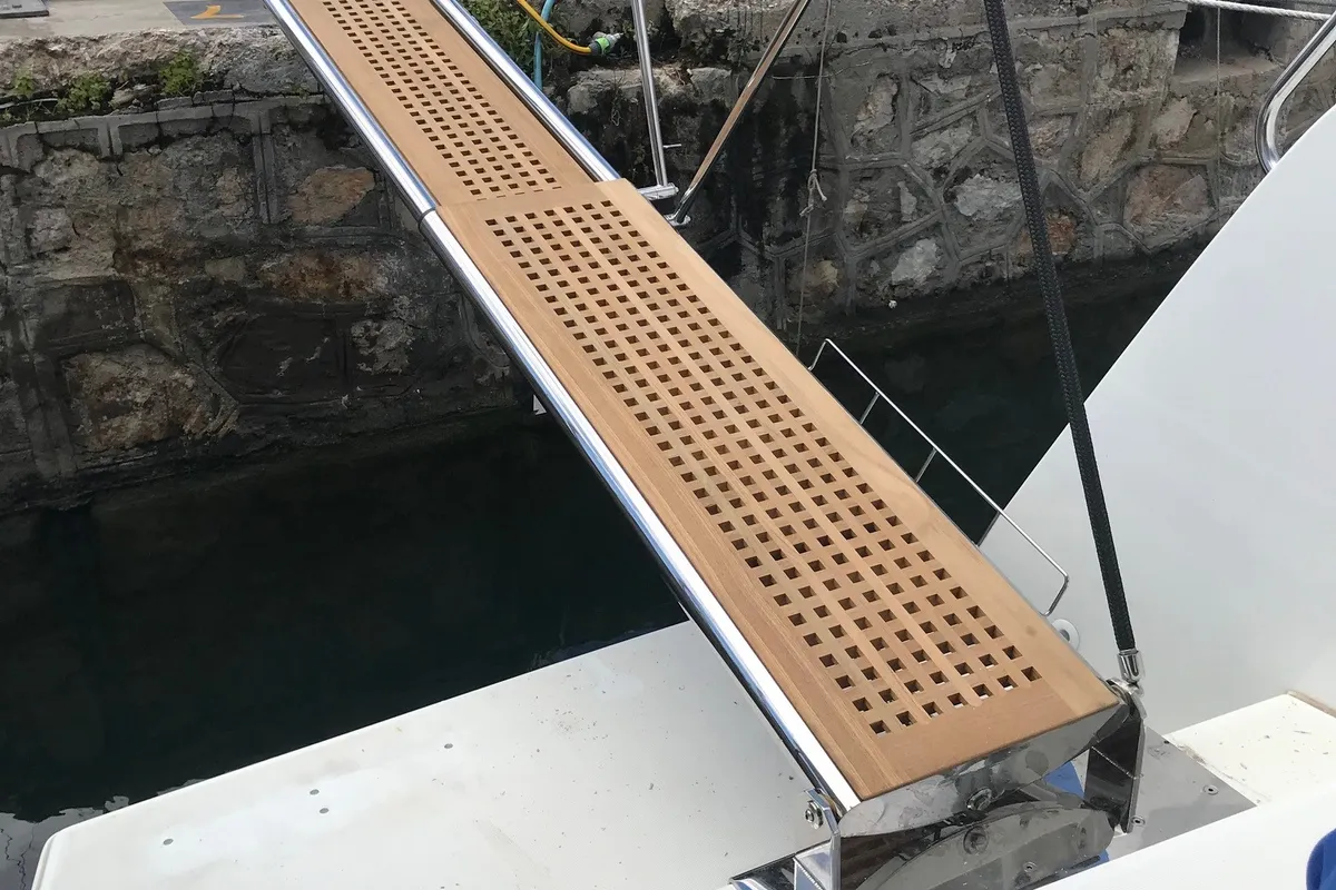 Deck of Nyami Nyami, a Lagoon 42 catamaran at Municipal Unit of Lefkada, Greece