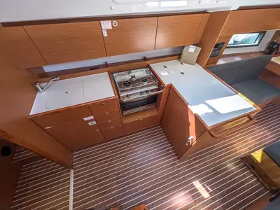 Galley of Fräulein Nora, a Bavaria C42 sailboat at Grad Pula, Croatia