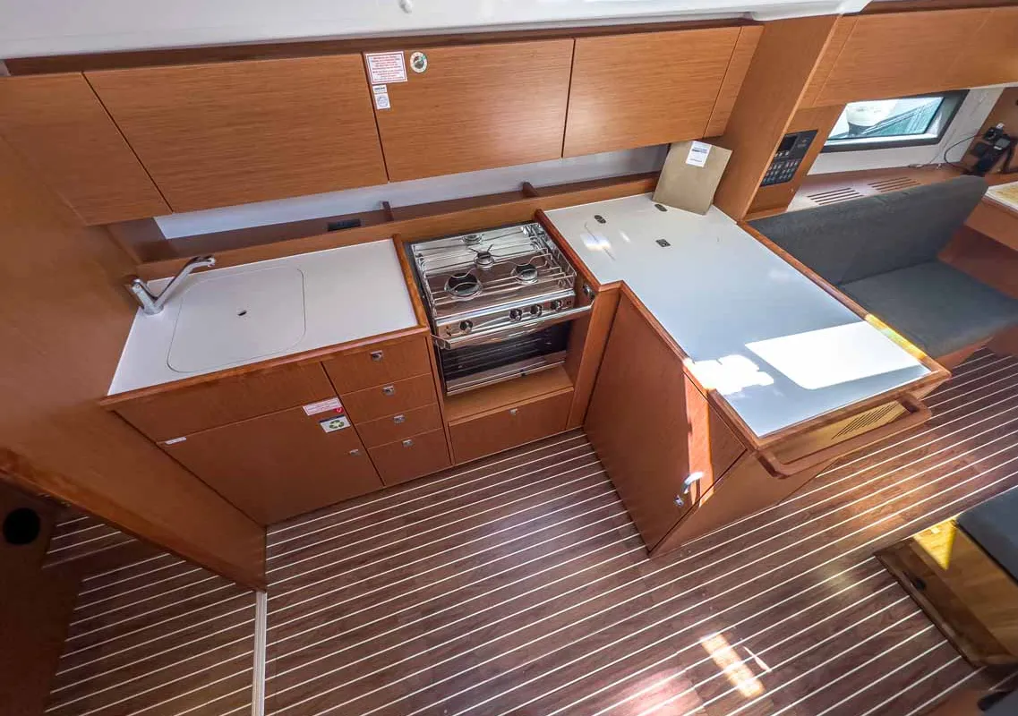 Galley of Fräulein Nora, a Bavaria C42 sailboat at Grad Pula, Croatia