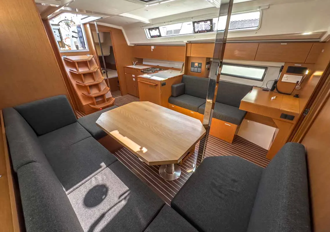 Salon of Fräulein Nora, a Bavaria C42 sailboat at Grad Pula, Croatia