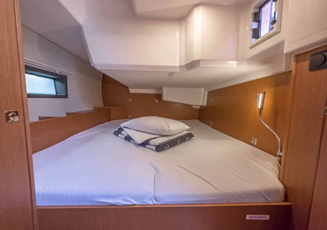 Cabin on Fräulein Nora, a Bavaria C42 sailboat at Grad Pula, Croatia