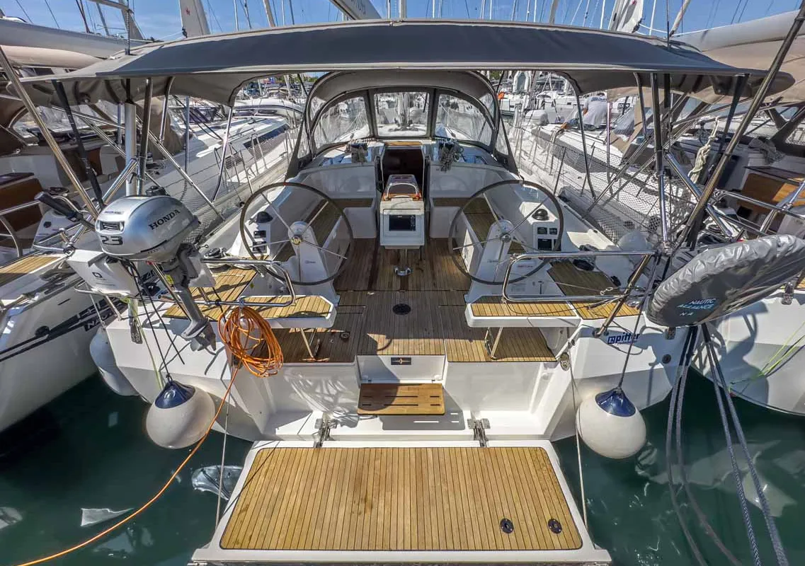 Exterior view of Fräulein Nora, a Bavaria C42 sailboat at Grad Pula, Croatia