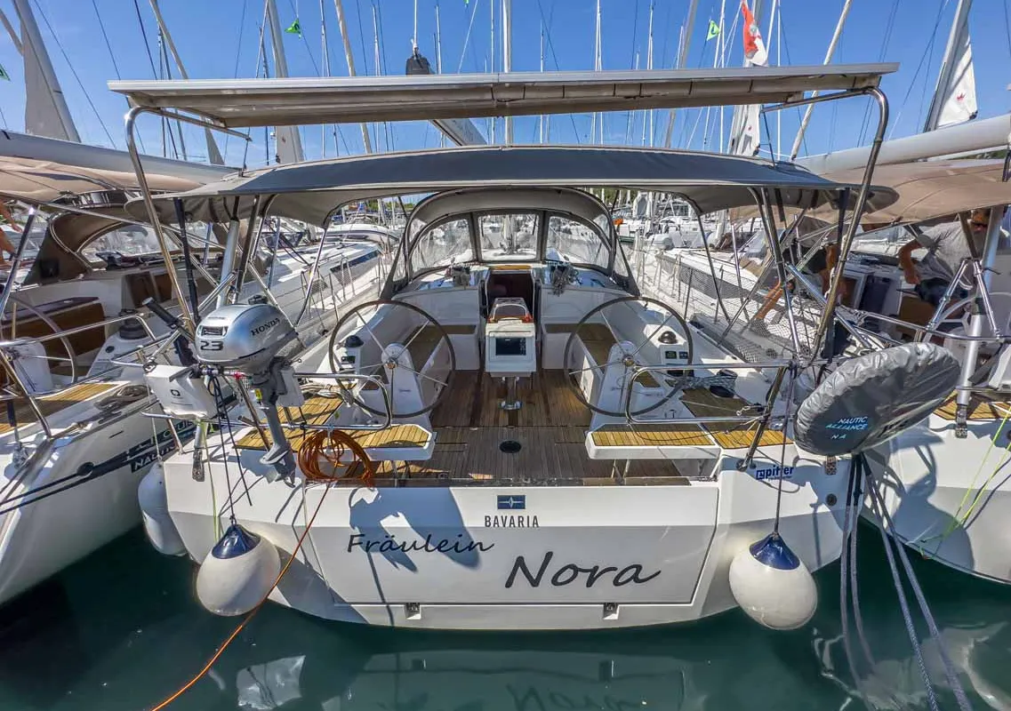 Exterior view of Fräulein Nora, a Bavaria C42 sailboat at Grad Pula, Croatia