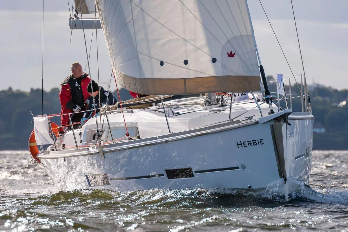 Exterior view of Herbie, a Dufour 382 GL sailboat at Flensburg, Germany