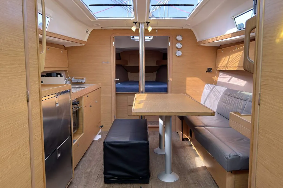 Salon of Herbie, a Dufour 382 GL sailboat at Flensburg, Germany