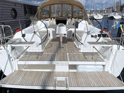 Deck of Herbie, a Dufour 382 GL sailboat at Flensburg, Germany
