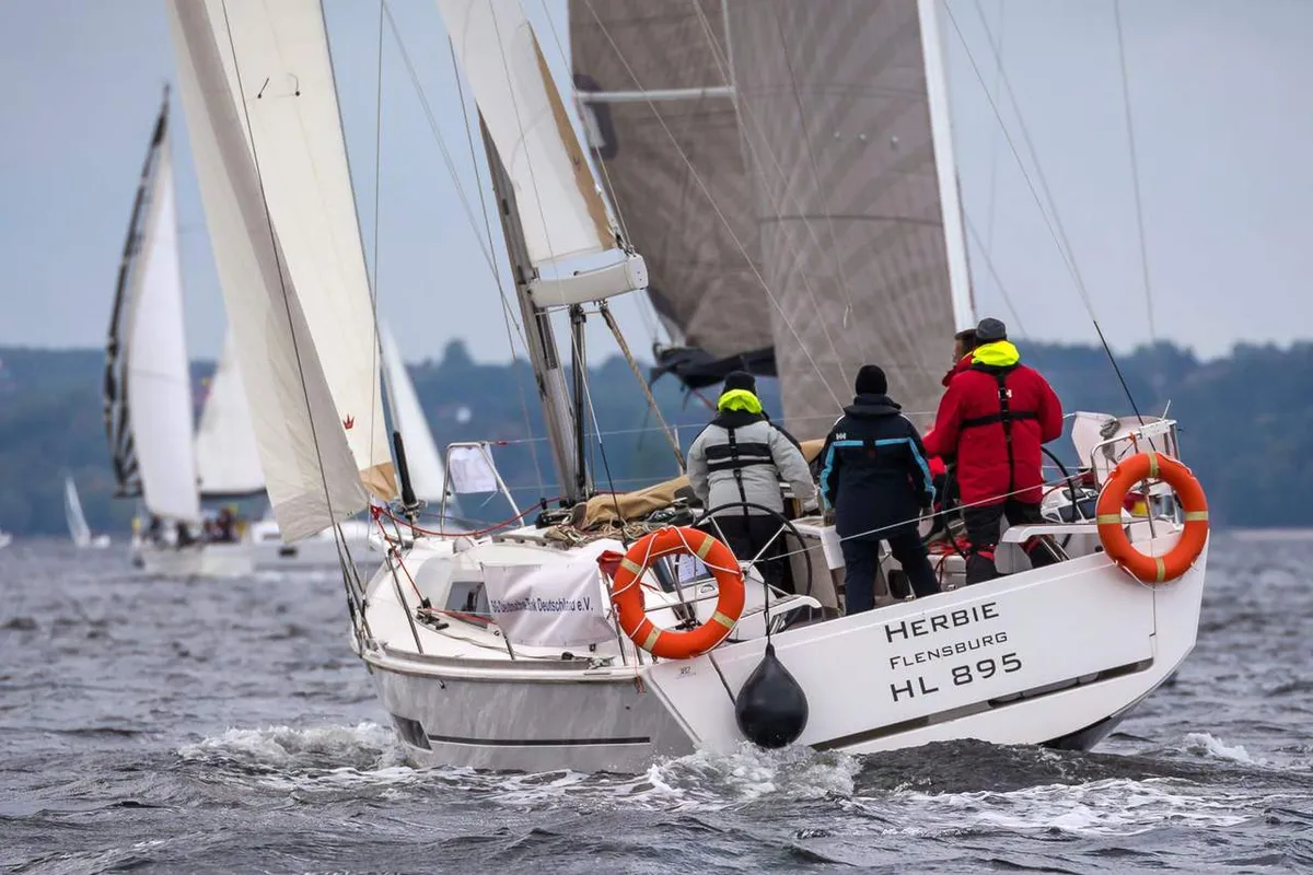 Exterior view of Herbie, a Dufour 382 GL sailboat at Flensburg, Germany