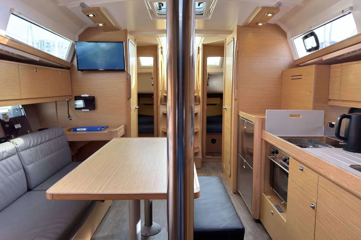 Salon of Herbie, a Dufour 382 GL sailboat at Flensburg, Germany