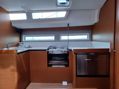 Galley of Cloe I, a Jeanneau Sun Odyssey 490 sailboat at Olbia, Italy