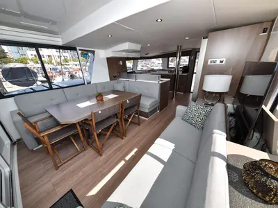 Salon of DESTINY, a Bali 4.6 catamaran at Zadar, Croatia