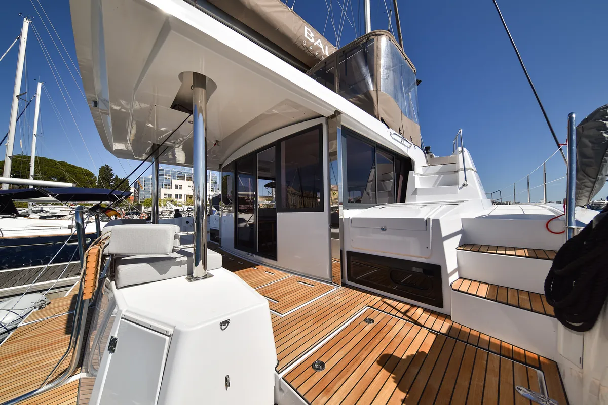 Deck of DESTINY, a Bali 4.6 catamaran at Zadar, Croatia