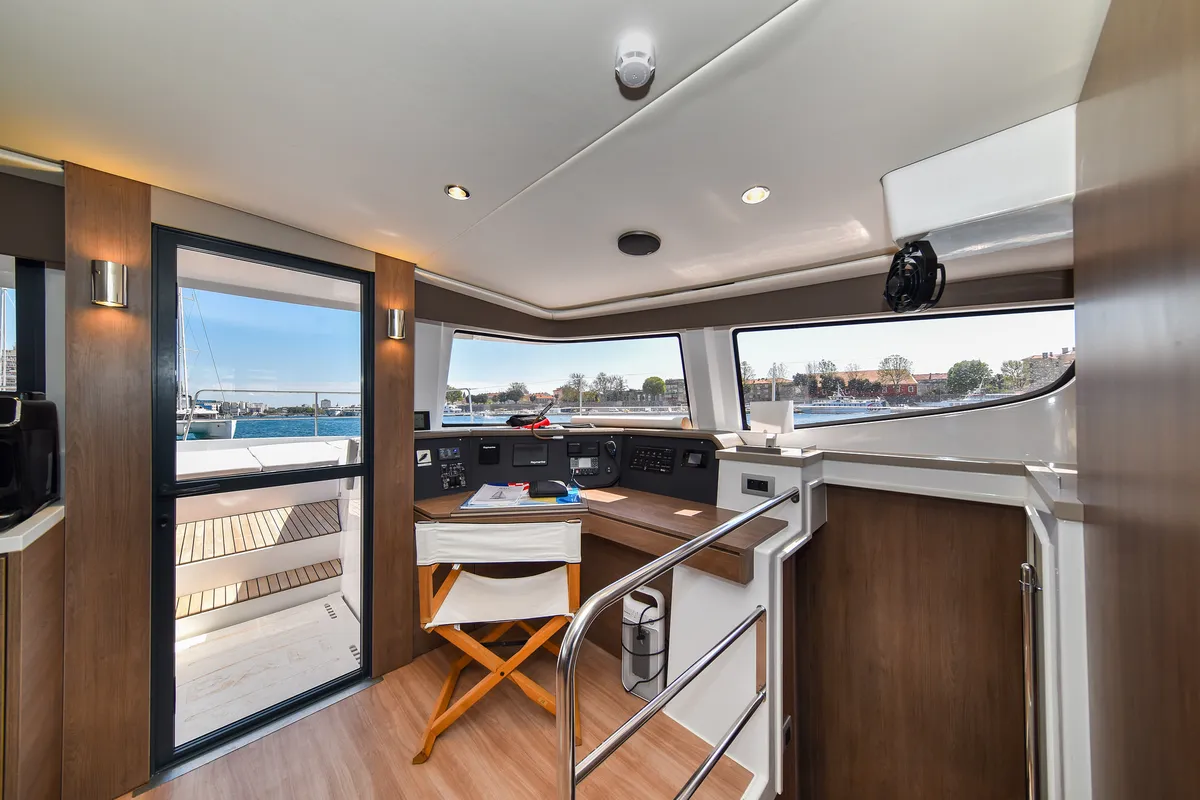 Cockpit of DESTINY, a Bali 4.6 catamaran at Zadar, Croatia